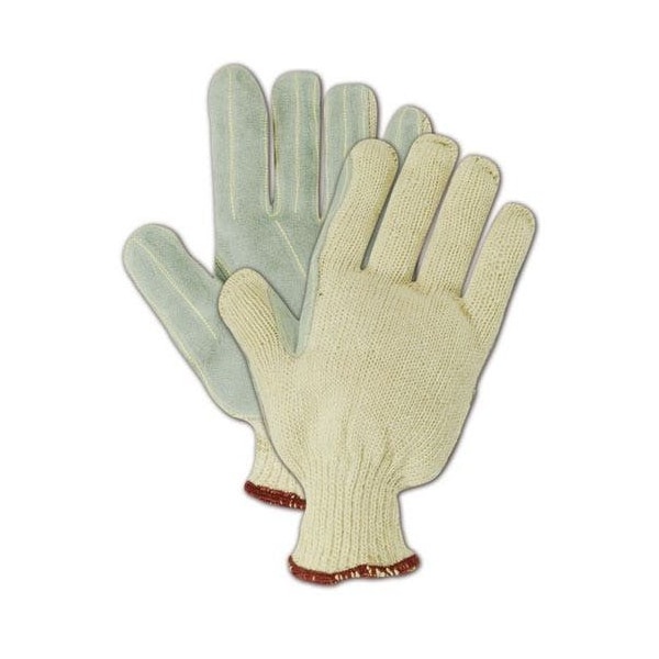 Leather Palm Gloves, Gray, 7, 12 PK
